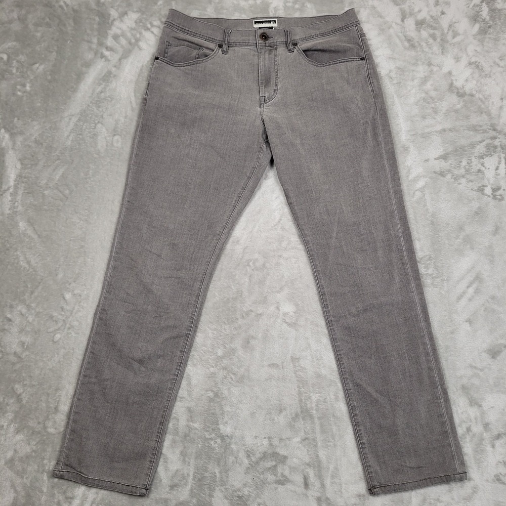 Travis Matthew Jeans Men's 33X30 Gray Stretch Straight Denim 5 Pocket Mid Rise